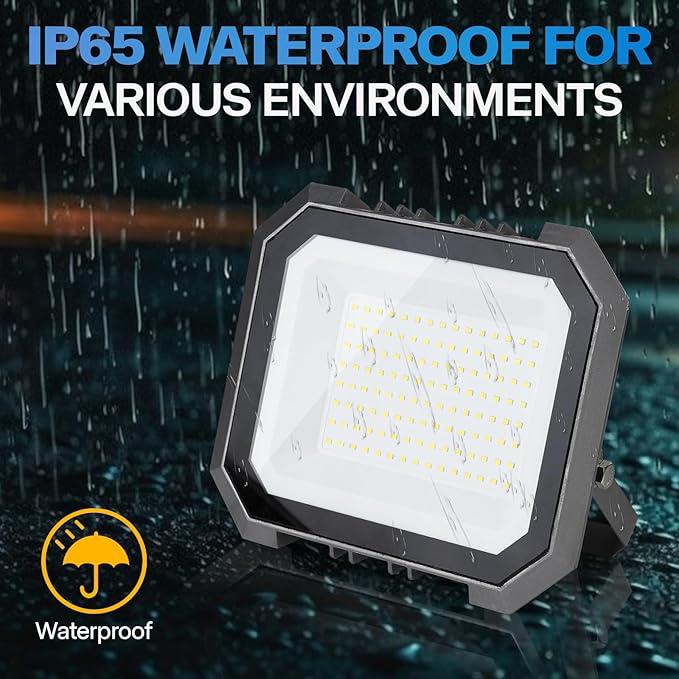2 Pack LED Flood Lights Outdoor, 200W 20000LM Super Bright Floodlight Outside Work Light with 5.9FT Plug, IP65 Waterproof 6000K Outdoor LED Flood Light for Garage, Yard, Lawn, Garden