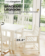 7-Piece White Outdoor Dining Set with Beige 11FT Large Patio Umbrella, 75.2'' HDPE Table & Chairs for 6, Weather-Resistant Furniture with Umbrella Hole for Patio, Lawn, Poolside