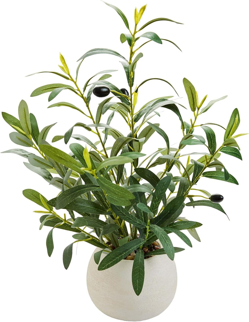 17" artificial olive plant white ceramic planter indoor, main product view