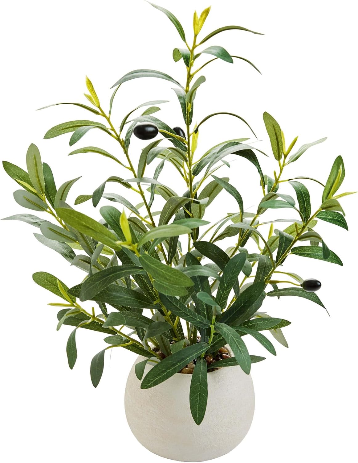 17" artificial olive plant white ceramic planter indoor, main product view