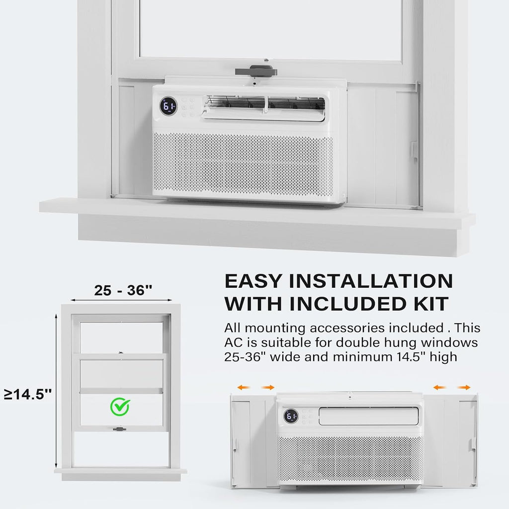 rovsun 8000 btu inverter window air conditioner with on a desk or shelf