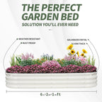 1MORE Galvanized Raised Garden Bed- Planter Garden Boxes Outdoor, Raised Beds for Gardening, 6x2x1ft Metal Garden Bed Kit for Vegetables Flower, Planter Raised Beds with Tools.White