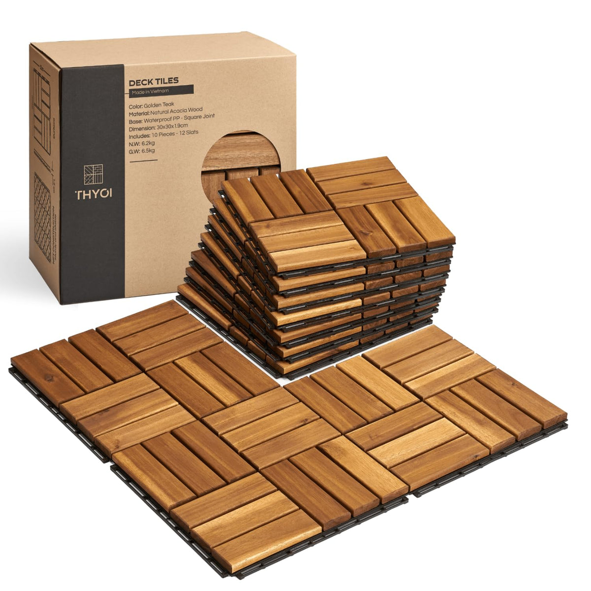 thyoi premium deck tiles, 10 pcs patio flooring, main product view