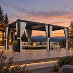 aoxun louvered pergola 12x20 all-aluminum, waterproof curtains and, main product view