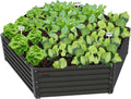 anleolife 70x60x18in hexagon galvanized raised garden bed, quartz, main product view