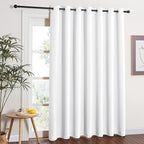 NICETOWN 50% Light Blocking Vertical Blinds for Sling Door, Silver Grommet Top Window Curtains, Curtains for Patio, Extra Wide Drapes (White, W100 x L84)