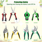 5-Piece Garden Pruning Shears Set with Gloves & Storage Bag, Stainless Steel Gardening Scissors Kit, Sharp Non-Slip Clippers for Trimming Flowers, Herbs, Small Branches