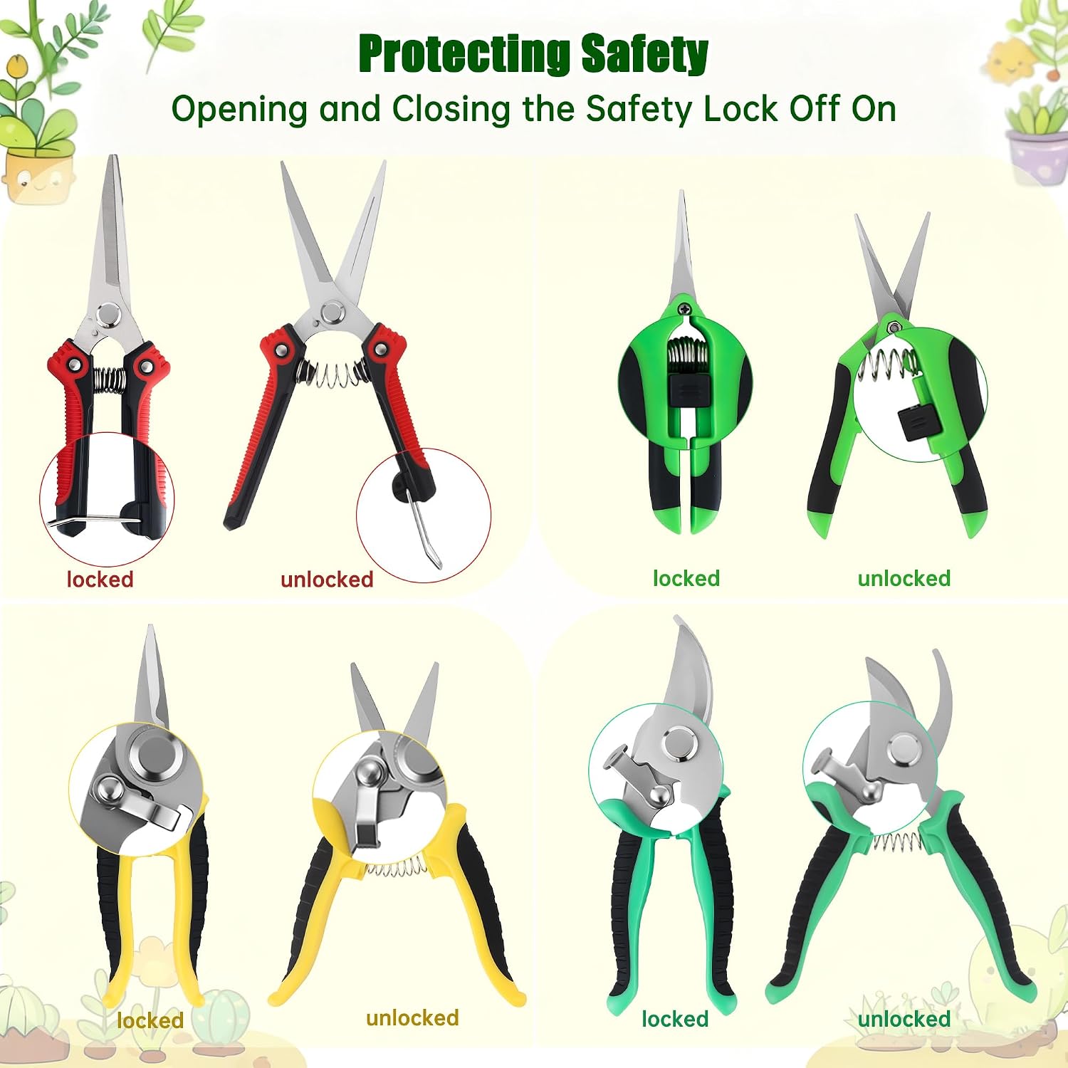 5-Piece Garden Pruning Shears Set with Gloves & Storage Bag, Stainless Steel Gardening Scissors Kit, Sharp Non-Slip Clippers for Trimming Flowers, Herbs, Small Branches