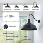 23" Gooseneck Large Barn Light 20" Dome | Outdoor Barn | Cream/Brass