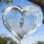 Wind Spinner 12-Inch Garden & Yard Decor, Birthday Gift for Mom | Hanging Yard Art, Garden Decoration for Outdoor and Indoor, Birthday Gift for Women, 3D Heart, Stainless Steel, 1 Pack