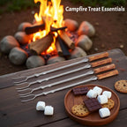 Begatter Smores Sticks, Marshmallow Sticks for Fire Pit, 30" Long Extendable Heavy Duty Roasting Sticks for Hot Dogs Vegetables S'mores over Campfire, 4 Pack