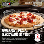 Weber® Gourmet BBQ System Pizza Stone with Carry Rack, 16.7" | Cordierite Stone for Crispy Pizza on Weber® Grills - Grill Accessories