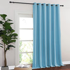 NICETOWN Blackout Room Divider Curtains for Sliding Glass Doors 102 Inches Long 1 Panel, Extra Wide Curtains for Doorway Patio Bedroom Living Room (Teal Blue, 80Wx102L, 1 Panel)