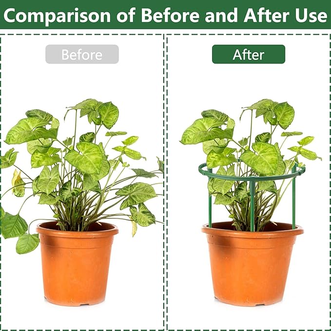12Packs Plant Support Stakes Half Round Plant Stakes for Indoor Plants, Stackable 3 Tier Garden Flower Support, Plant Cages for Tomato,Monstera, Peony, Hydrangea, Climbing Plants