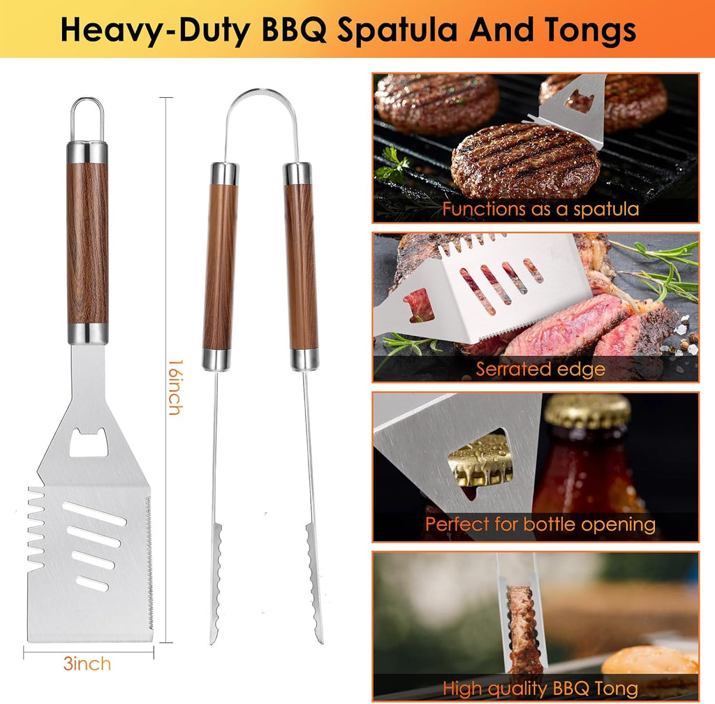 yoehka bbq grilling accessories set, 34pcs heavy duty shown in use