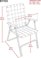 Garden Elements Folding Patio & Lawn Chairs – Steel Frame with Blue Woven Fabric and Wooden Armrests, Comfortable Full-Size Outdoor Chairs for Backyard, Camping, or Events (Pack of 2)