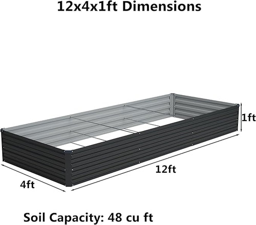 12x4x1 ft(2 Pack) Galvanized Raised Garden Bed,Outdoor Planter Box Metal Patio Kit Planting Bed for Vegetables Flowers and Succulents,Black