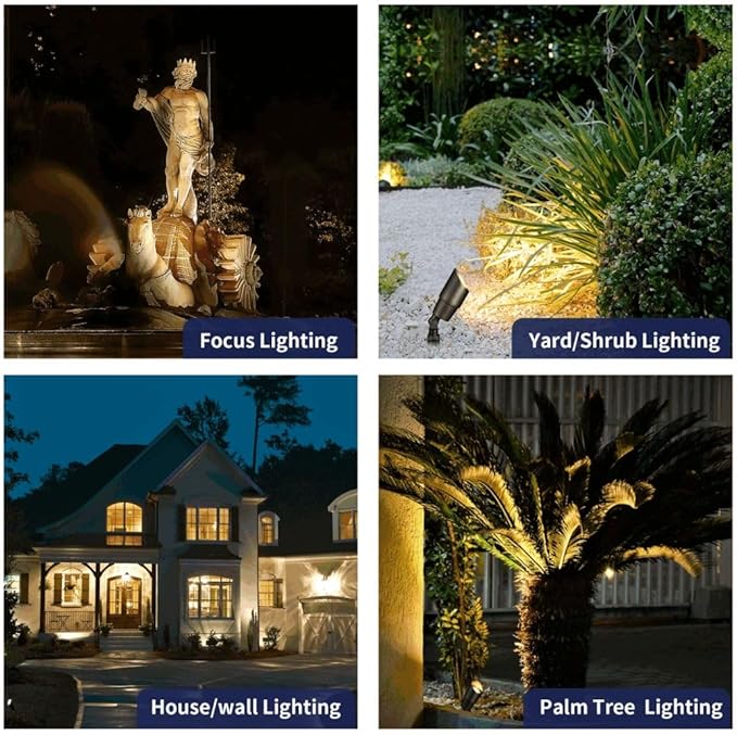 Gardenreet Brass Low Voltage Landscape Spotlights(8-Pack) Kit 12V LED with 150W Low Voltage Transformer and Mechanical Timer and 100FT Wire and 40Pack Connectors for Outdoor House Garden Patio
