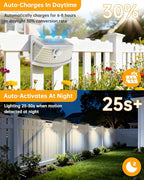 Aootek New Solar Motion Sensor Lights 120 LEDs with Lights Reflector,270° Wide Angle, IP65 Waterproof, Step Lights for Front Door, Yard, Garage, Deck (White, Warm White, 6-Pack)