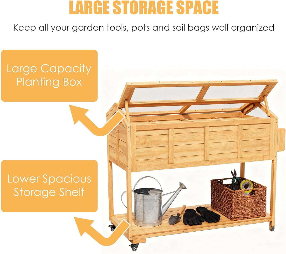 raised garden bed elevated planter box w/legs cover showing dimensions