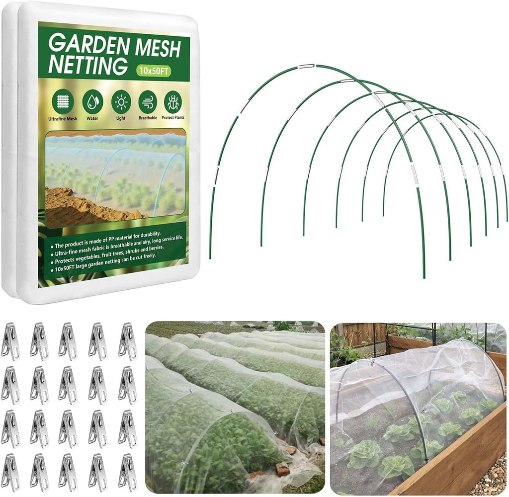 garden netting kit for raised beds, 10x50ft ultra, main product view