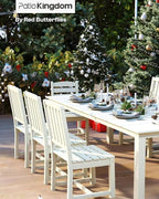 5-Piece White Outdoor Dining Set with White 15FT Large Patio Umbrella, 75.2'' HDPE Table & Chairs for 8, Weather-Resistant Furniture with Umbrella Hole for Patio, Lawn, Poolside
