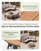 Outdoor Patio Furniture Set, 7 Piece Aluminum Curved Outdoor Sectional Sofas with Modular Coffee Table, PE Rope Patio Conversation Sets, All-Weather Patio Sofa Sets with Cushions, Gray
