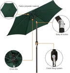 Blissun 7.5 ft Patio Umbrella, Yard Umbrella, Outdoor Market Umbrella with Push Button Tilt Crank, Dark Green