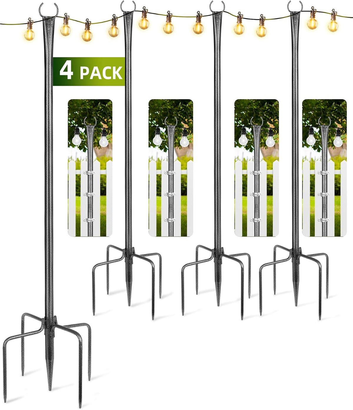 string light poles for outside, 4 pack 10, main product view