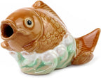 Ceramic Koi Fish Pond Spitter - Lifelike Water Fountain Spout for Small Ponds, Gardens & Pools, Style 1