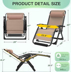 Suteck Oversized Zero Gravity Chair,29In XL Lounge Chair w/Removable Cushion&Headrest, Reclining Camping Chair w/Upgraded Lock and Footrest, Reclining Patio Chairs Recliner for Indoor Outdoor