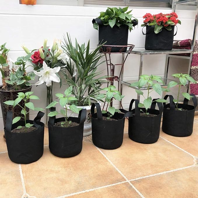 JERIA 12-Pack 30 Gallon Grow Bags, 300G Thickened Nonwoven Garden Pots,Heavy Duty Fabric Pots with Reinforced Handles