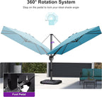 PURPLE LEAF 9' X 9' Left-right Tilt Patio Umbrella Outdoor Cantilever Swivel Square Umbrella with Tilt Aluminum Offset Umbrella with 360-degree Rotation for Garden Deck Pool Patio Turquoise Blue