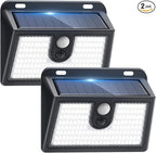 [2 Packs] Solar Motion Sensor Outdoor Lights, Super Bright Solar Lights Outdoor Waterproof, 3 Lighting Modes Security Wall Light for Outside Walking Dog Fence Backyard Deck Garden Door Step Garage
