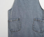 Denim Cotton Canvas Cross Back Aprons Solid Color Shop Kitchen Garden Square Smock for Women Girls with Pockets