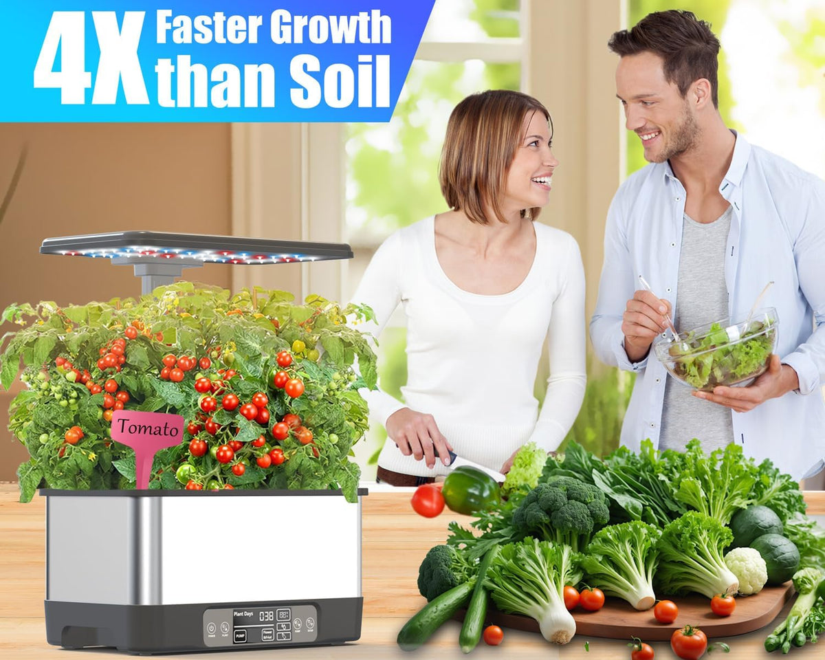 hydroponics growing system,smart indoor herb garden with grow, close-up detail