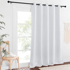 NICETOWN Greyish White Sliding Door Curtain 118 inch Length, Grommet Room Darkening Thermal Curtain Extra Long Sound Dampening for Living Room/Bedroom, W66 x L118, 1 Panel