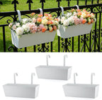 metal railing planters, 16 inch large rectangular hanging, main product view