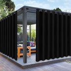 PureFit Outdoor Curtains for Patio Waterproof Weatherproof, UV Resistant Outside Curtains for Gazebo, Front Porch, Pergola, Sun Blocking Privacy Curtain, 120W x 95L inch, 1 Panel, Black