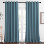 NICETOWN Patio Blackout Curtain Panels - Extra Wide Sliding Door Thermal Insulated Drape, Privacy Room Divider Curtain for Bedroom Office (Smoky Blue, 66 x 118 Inch Long)