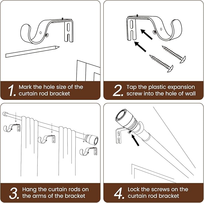 1” Diameter Matte Black Curtain Rod Itself is 30-60 inch 2 Pack, Fit 30 to 56 Windows with Heavy Duty Adjustable Telescopic Rod，Splicing Metal Extra Long Curtain Rod for Windows Sliding Glass Door