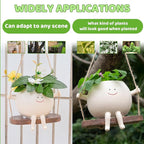 2 Pcs Swing Hanging Planters for Indoor Plants Swinging Plant Pot Face Hanging Flower Pots Resin Head Planter for Outdoor Succulents Gift Ideas for Mother