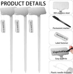 304 stainless steel plant markers, 20 waterproof metal showing dimensions