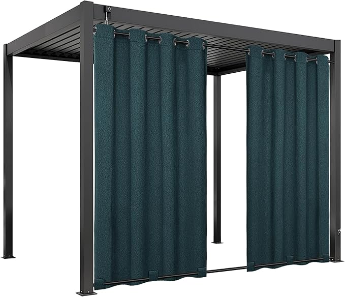 Easy-Going Linen Look Outdoor Curtains Waterproof Windproof Porch Curtains, Soft Thicken Outdoor Privacy Curtains for Patio, Gazebo, Grommet Top and Tab Bottom Drape, 1 Panel, 54x120 inch, Teal