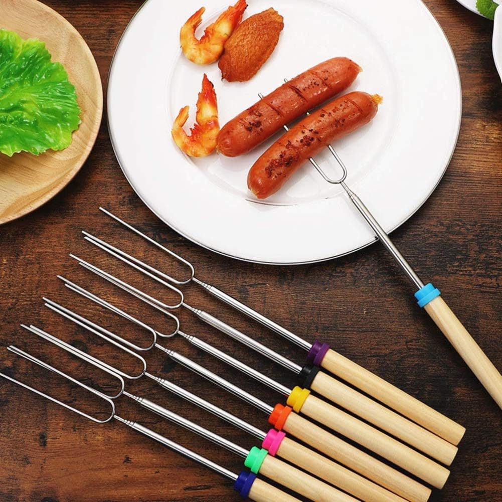 Marshmallow Roasting Sticks Smores Stick for Fire Pit - Hot Dog Campfire Skewers Mashmellow Camping 32 Inch Long Extendable Forks 5 Pack