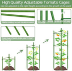 Halatool 8 Pack Tomato Cages for Garden,Up to 48in(4FT) Adjustable Tomato Cage,Garden Stakes Tomato Trellis for Pots,Tomato Plant Support for Raised Garden Bed&Climbing Vegetables Flowers(Green)
