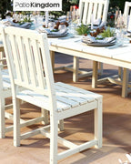 White 9-Piece Outdoor Dining Set with Beige 11FT Cantilever Umbrella, 75.2'' HDPE Table & Chairs for 8, Weather-Resistant Furniture with Umbrella Hole for Patio, Lawn, Poolside