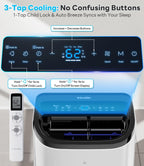 12,000 btu portable air conditioner cools up to, close-up detail