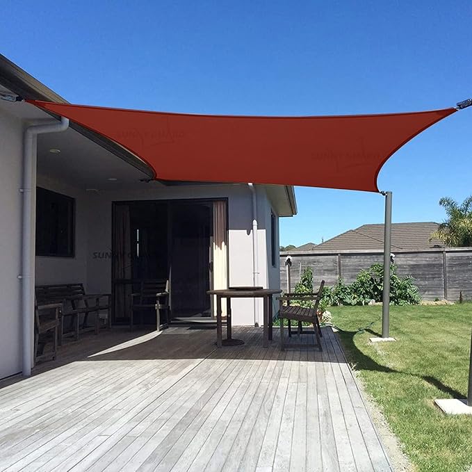 SUNNY GUARD Custom Size 14'x14' Terra Red Sun Shade Sail Rectangle UV Block Shade for Backyard Yard Patio Deck Garden(Customized)