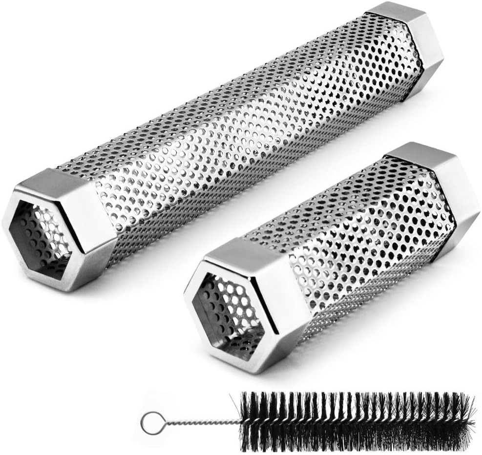 Pellet Smoker Tube, Electric Gas Grill Charcoal Smoke Box Accessories 6&12" | Pellet Grill Accessories, Hot/Cold Smoker, Smoker Box for Gas Grill, with Tube Brush, Premium Quality Stainless Steel